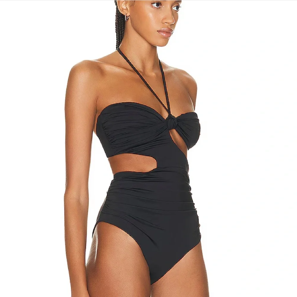 Johanna Ortiz Black Baboon Call Halter-neck Swimsuit Size XL New With Tags - Picture 7 of 12